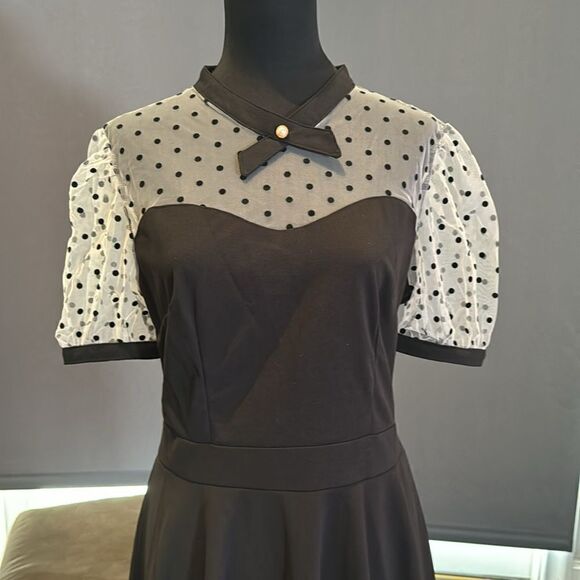 Women’s Black with Polka Dot Dress 1950’s Retro Style Size M NEW - Picture 2 of 13